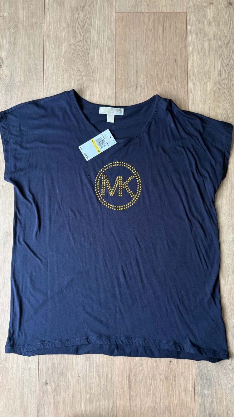 Michael Kors Studded Logo T-Shirt Size M New Navy